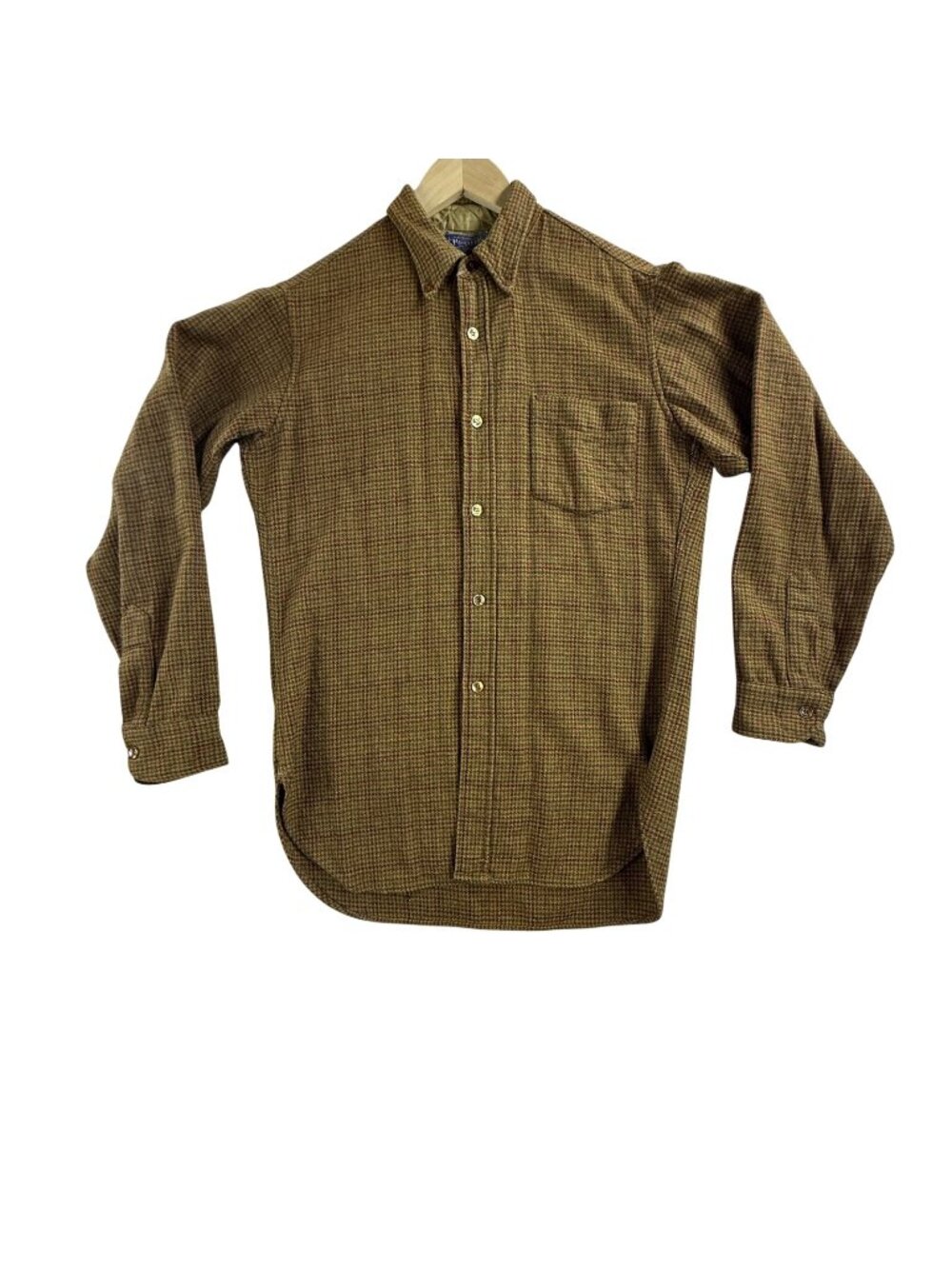 Vintage 70s Pendleton Shirt Men Medium Plaid Wool Button Up Quilted Long Sleeve